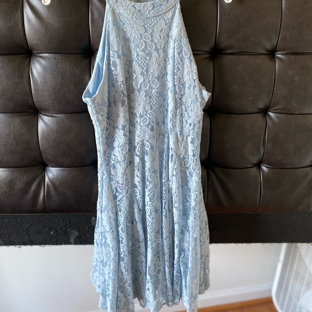 Light blue flowy dress.